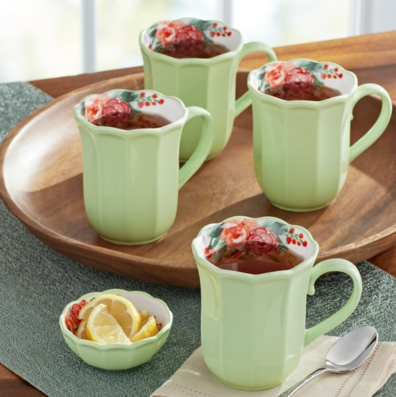 2024 ❤️ New Pioneer Woman Painted Meadow 4-Piece Ceramic Mug Set - Picture 1 of 9